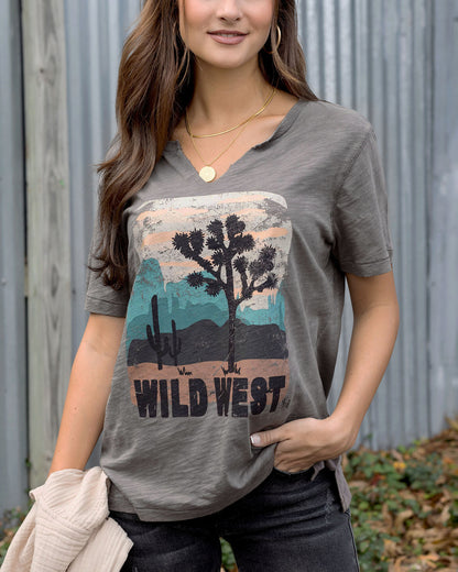 front view of wild west graphic tee