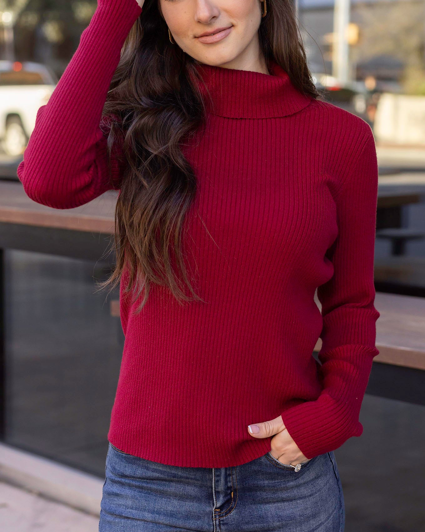 Rib-knit Turtleneck Top