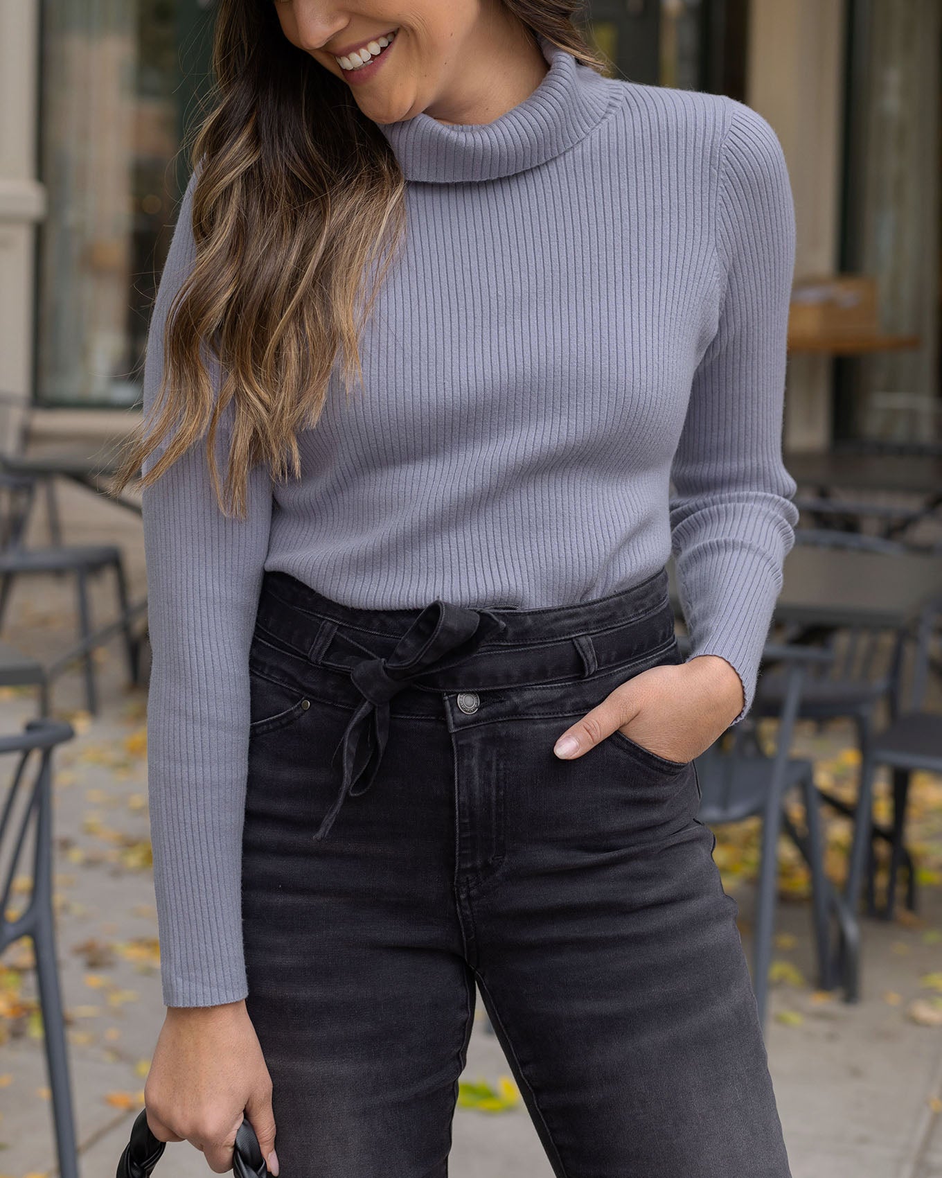 Oh So Soft Light Blue Ribbed Turtleneck