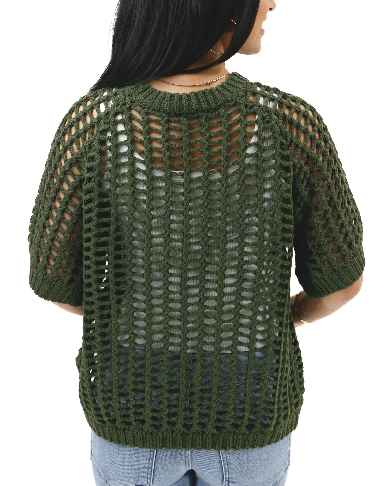 green crochet top