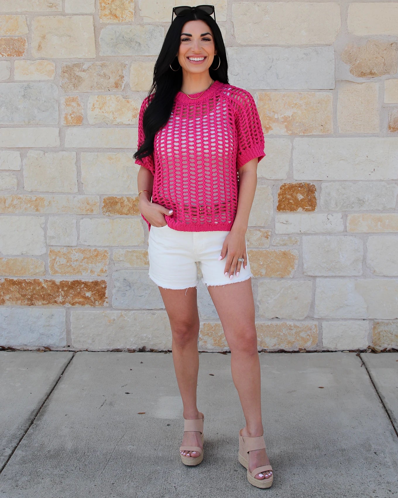 pink crochet top