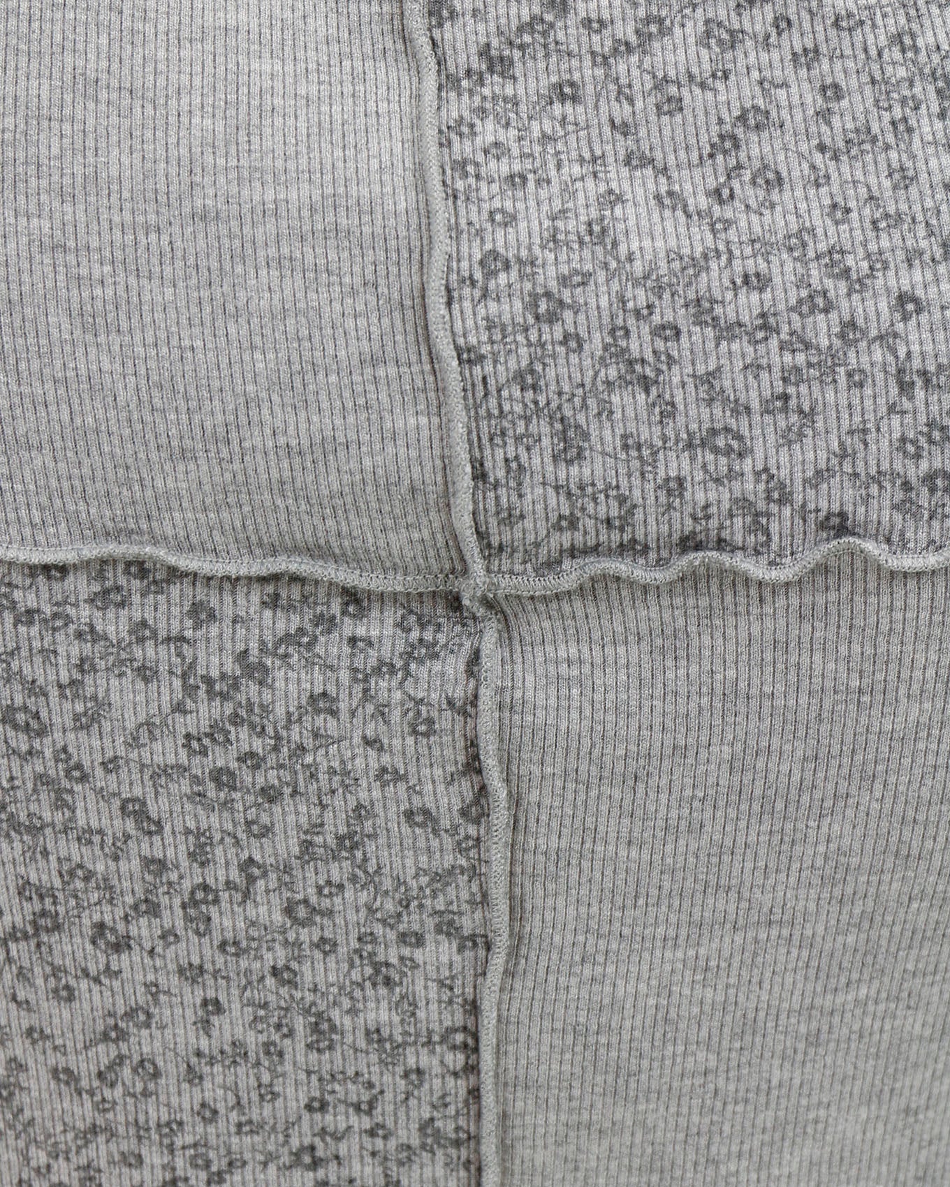 Fabric view of Heathered Grey Patched Ribbed Knit Tee