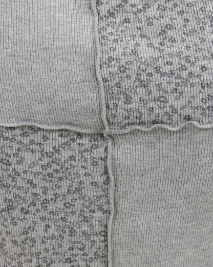 Fabric view of Heathered Grey Patched Ribbed Knit Tee