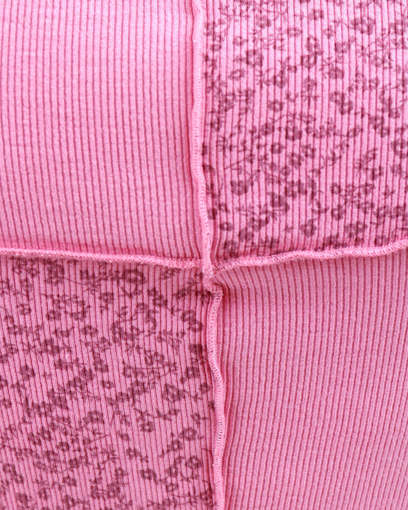 Fabric view of Pink Patched Ribbed Knit Tee