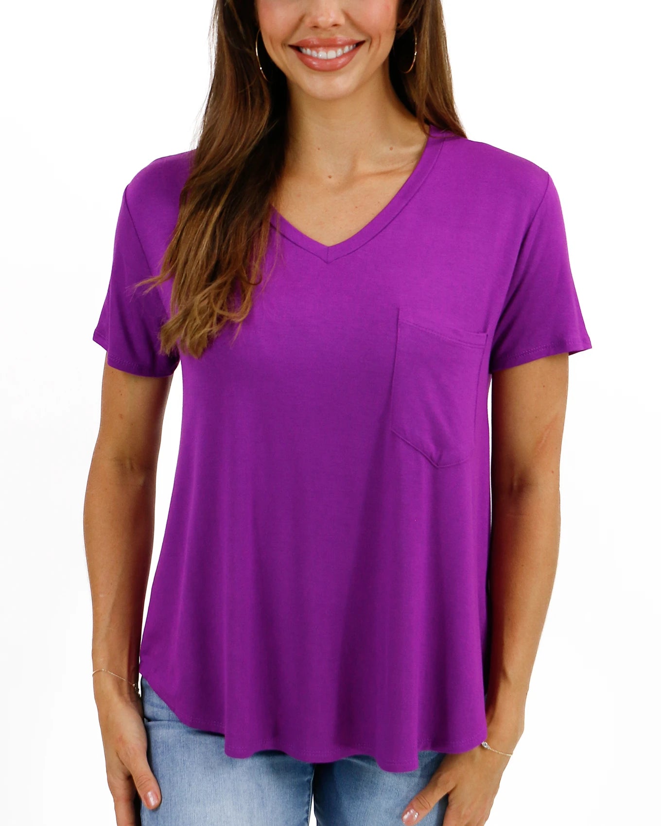 Perfect Pocket Tee in Violet Purple