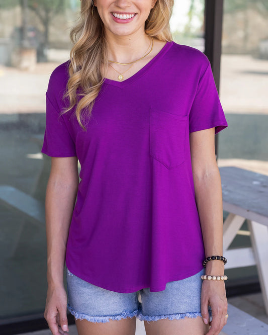 Perfect Pocket Tee in Violet Purple