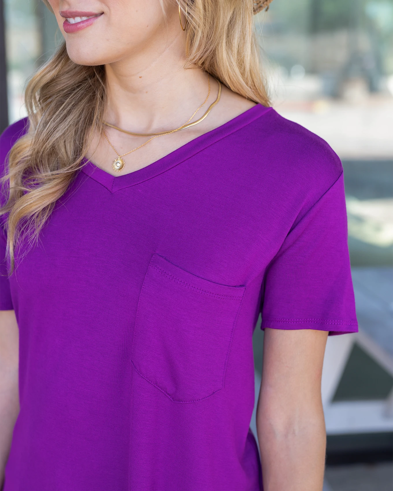 Perfect Pocket Tee in Violet Purple