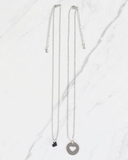 Piece of My Heart Necklace Set in Silver