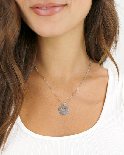 Piece of My Heart Necklace Set in Silver