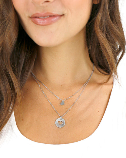 Piece of My Heart Necklace Set in Silver
