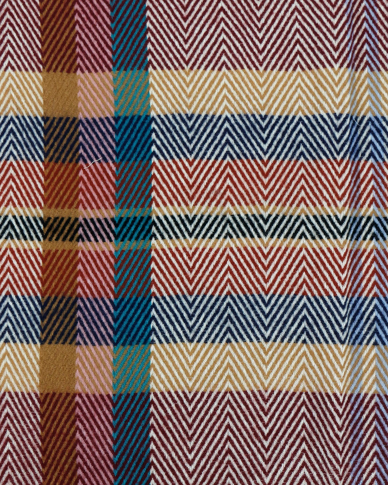 detail view of cranberry plaid scarf