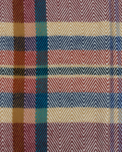 detail view of cranberry plaid scarf