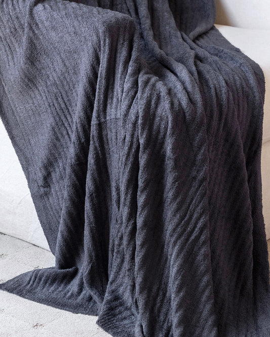 front view of charcoal bambu blanket