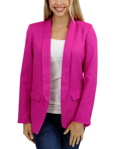 front view stock shot of pocketed magenta fashion blazer