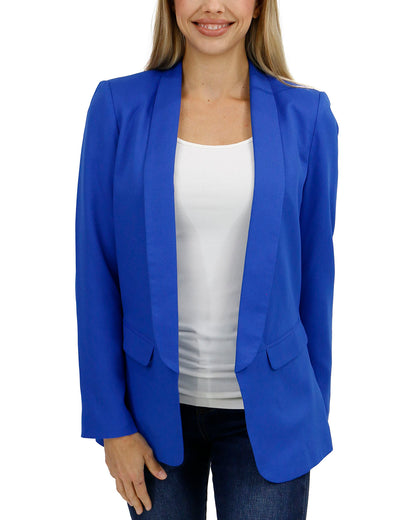 front view stock image of pocketed royal blue fashion blazer