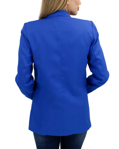 back view stock shot of pocketed royal blue fashion blazer