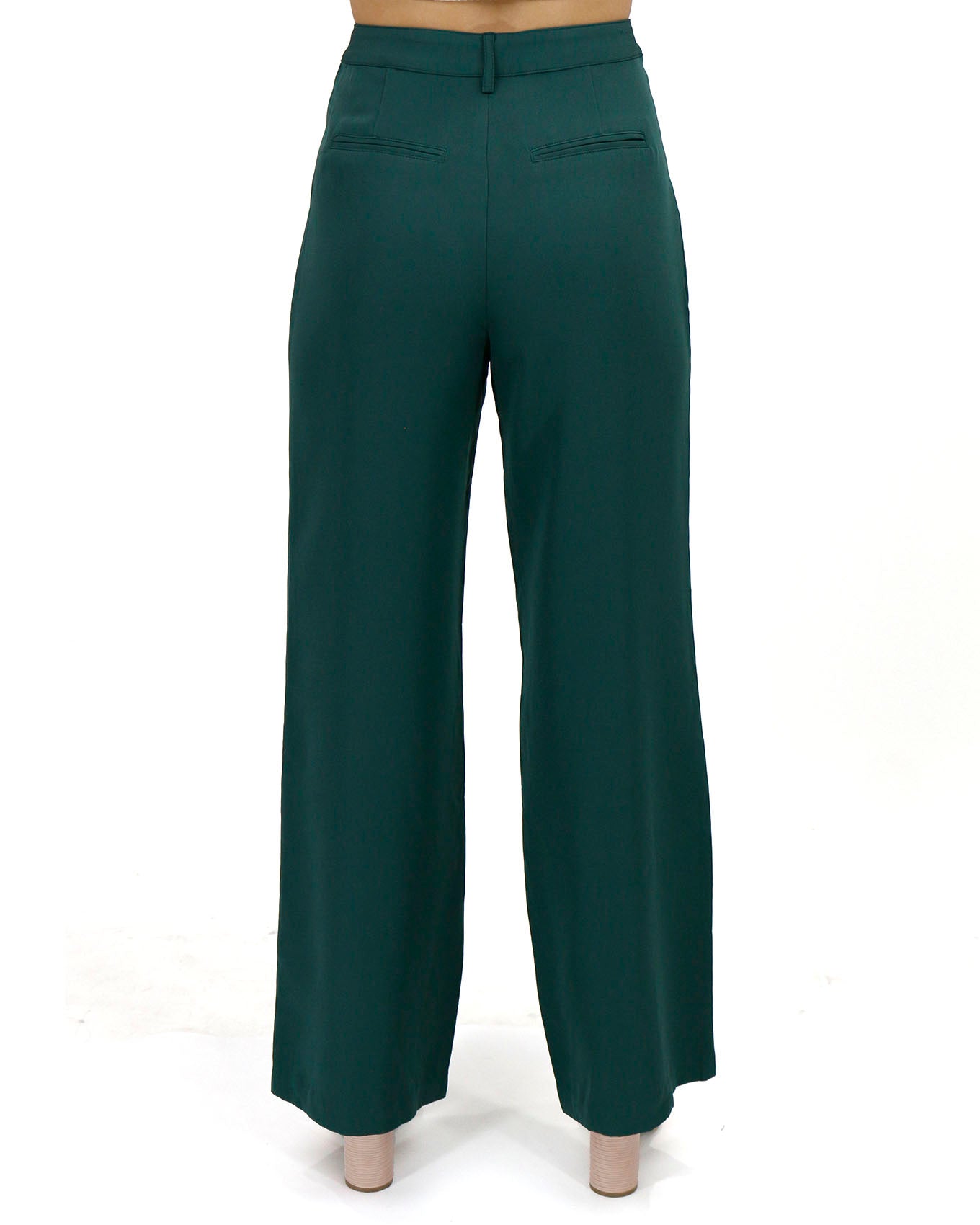 back view stock shot pocketed wide leg pants in everest