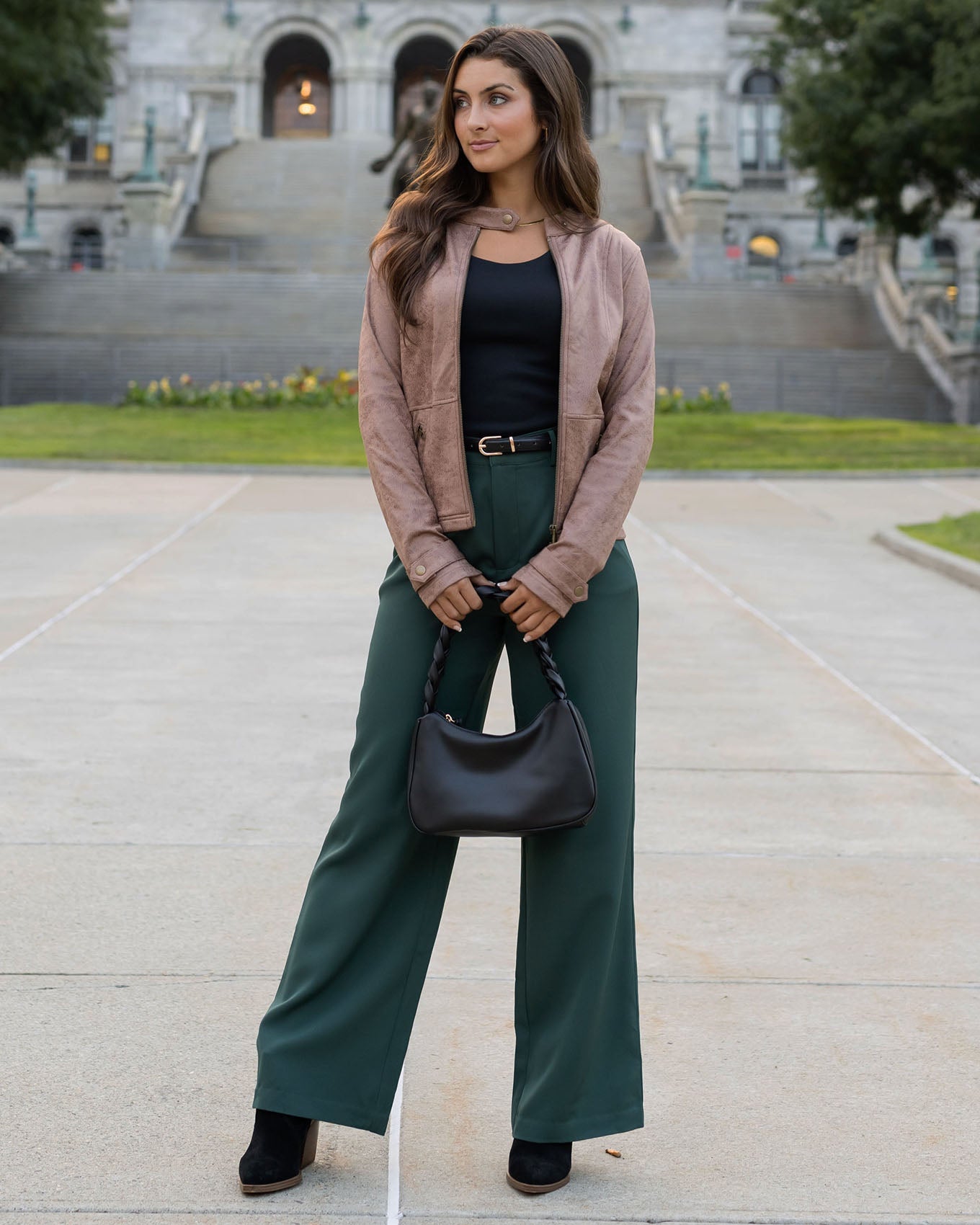 styled view pocketed wide leg pants in everest
