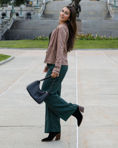 styled pocketed wide leg pants in everest