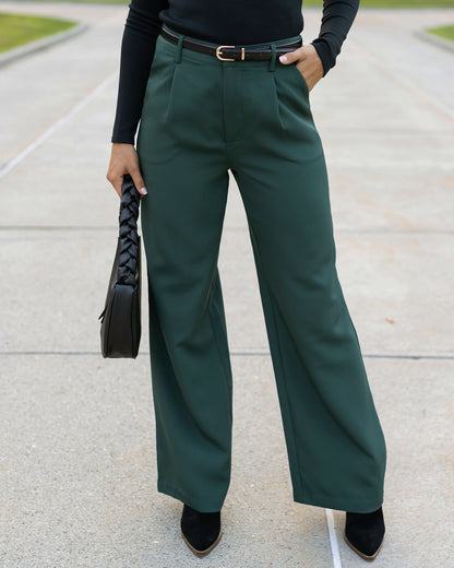 front view pocketed wide leg pants in everest