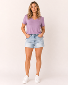 Premium Denim Shorts in Distressed Light-Wash