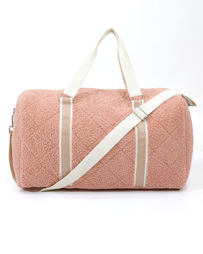 Full view of Pink Quilted Cloud Duffle Bag