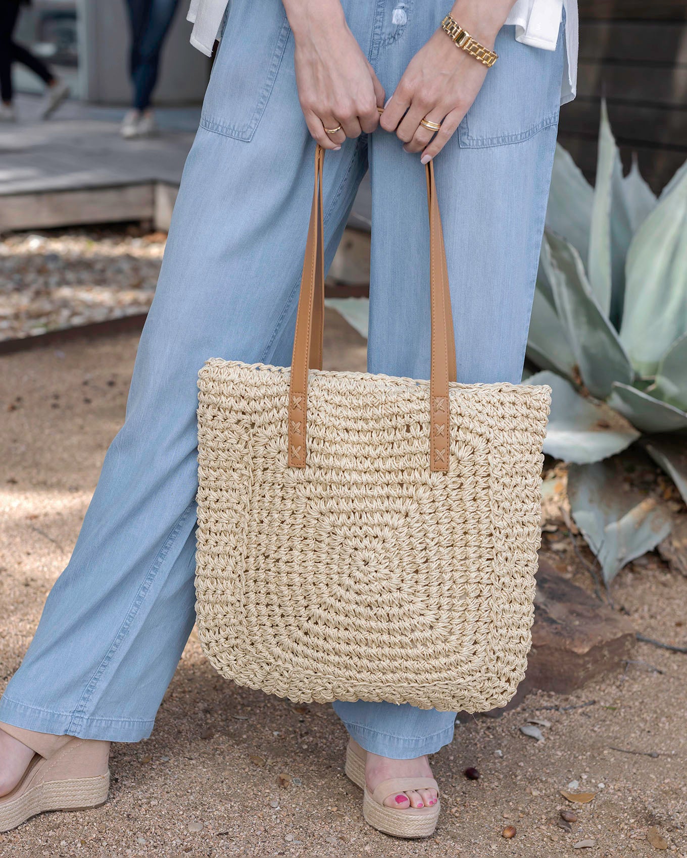 Rattan Straw Tote Bag in Natural - Grace and Lace