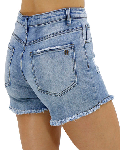 Back stock shot of Mid-wash Girlfriend Relaxed Fit Shorts