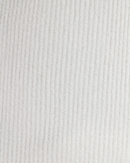 fabric view of french white bambu cowl neck cardigan