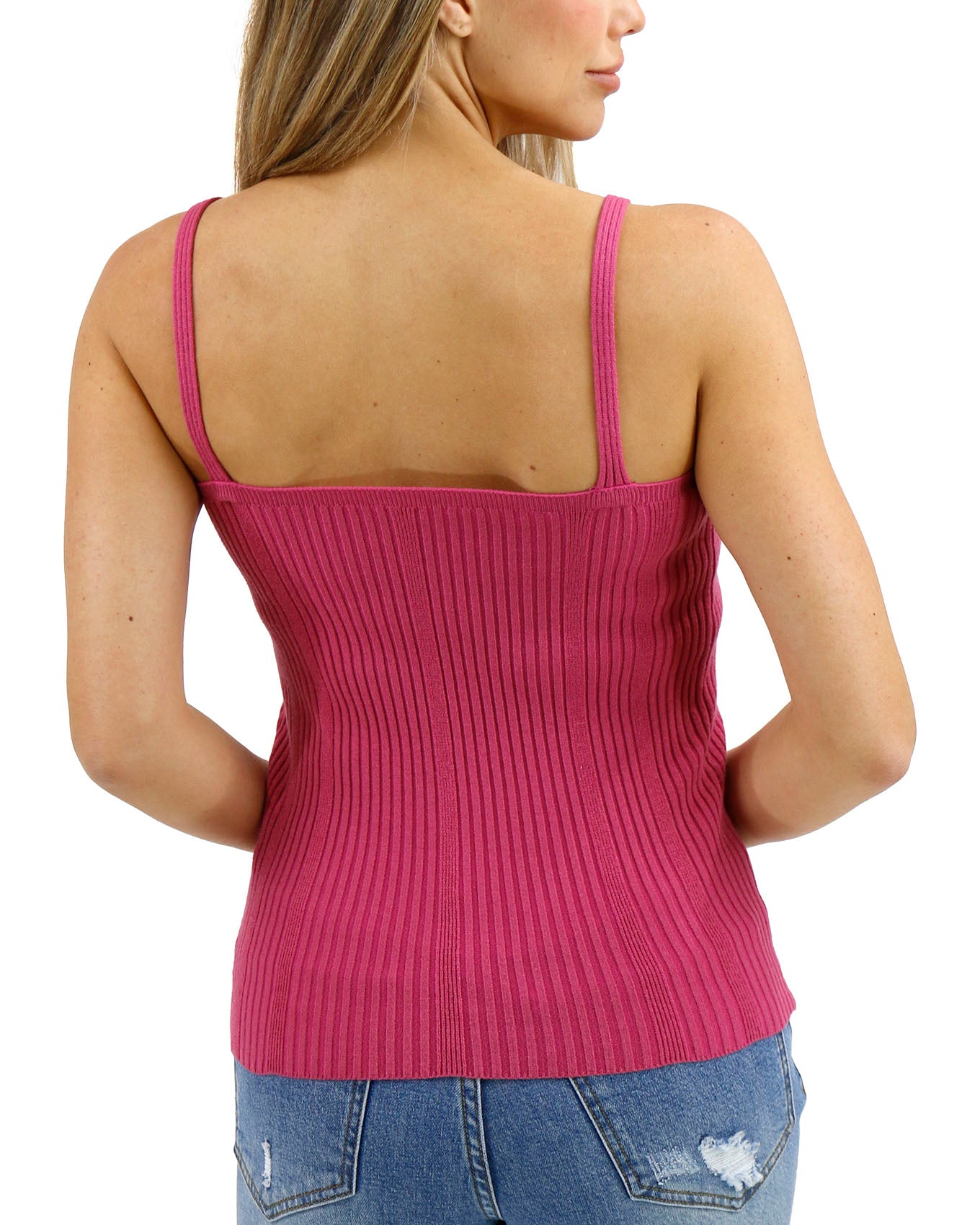 Back stock shot of Cactus Flower Ribbed Knit Cami Top