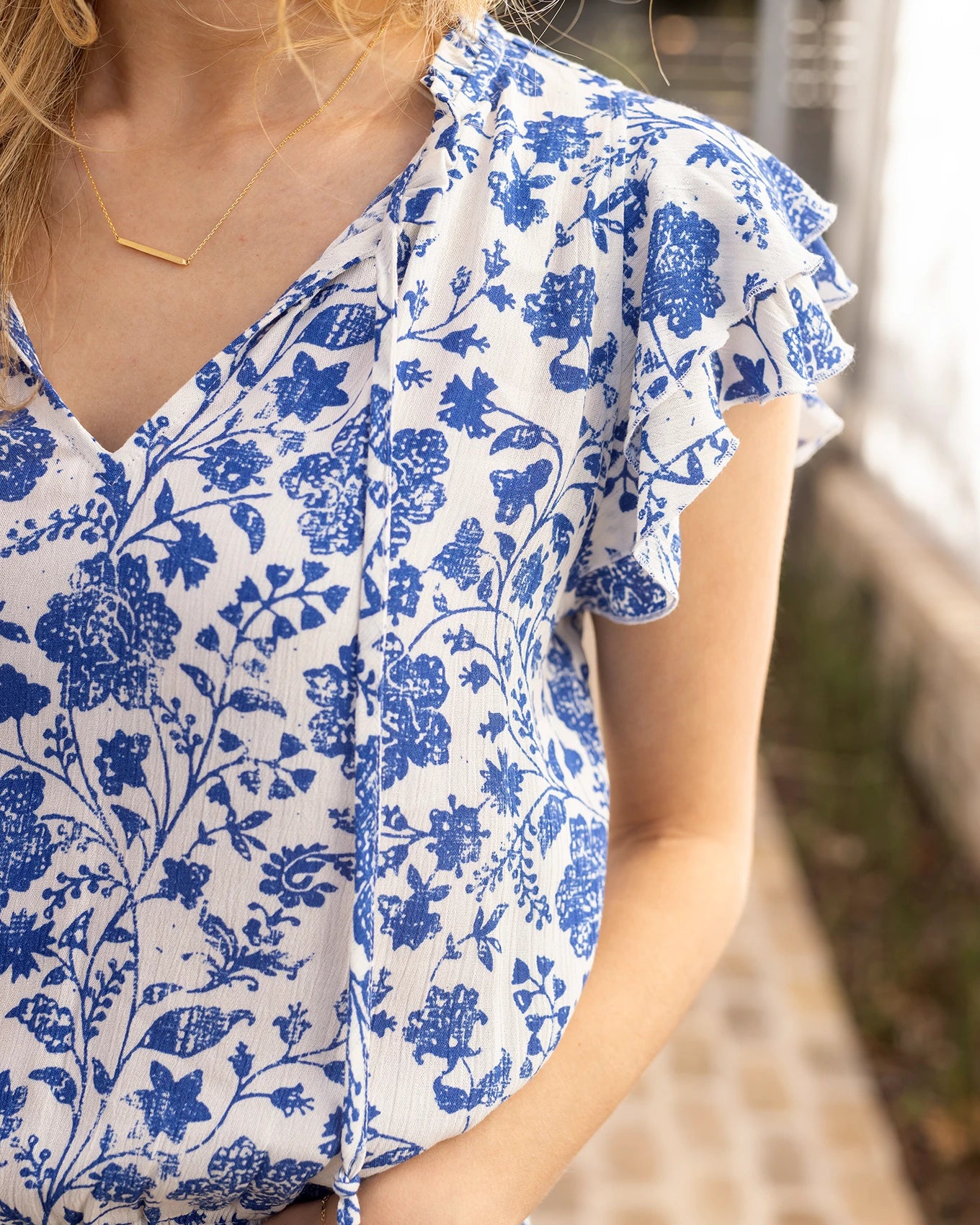 blue floral top