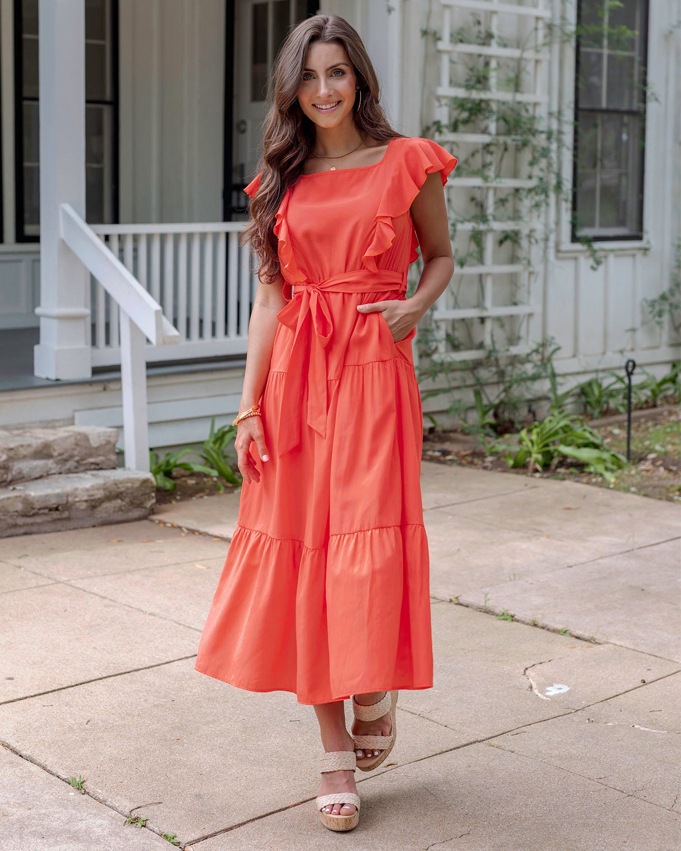 Papaya Ruffle Summer Dress