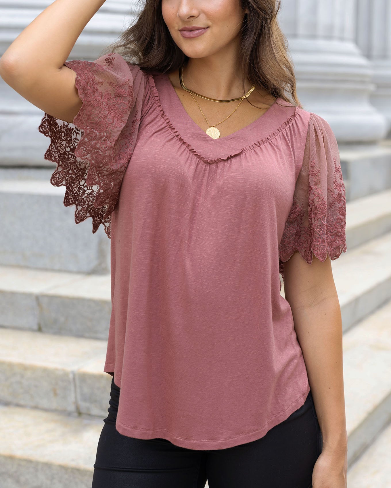 Soft Jersey Lace Details Cami - Dark roses