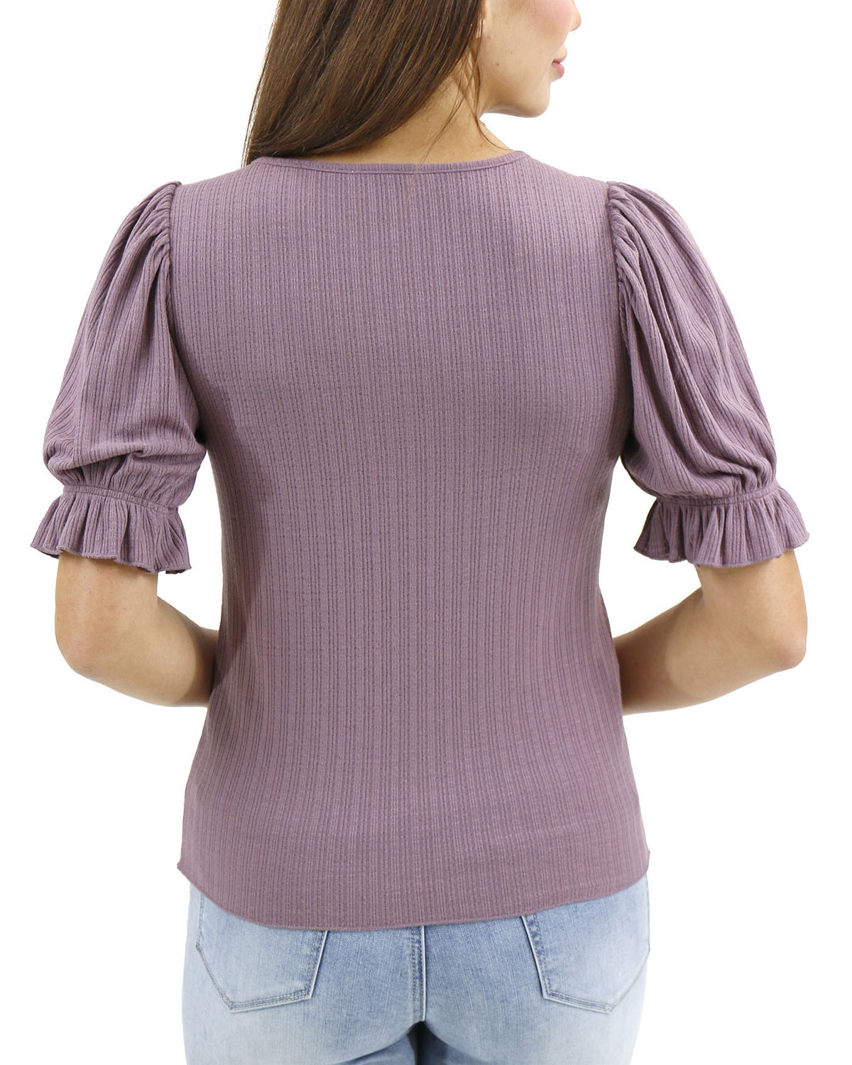 Purple Top Scoop Neck Puff Mystic Purple Sleeve Top - Mystic Purple / XS - Grace ...