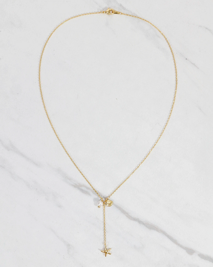 Seashells Drop Necklace in Gold