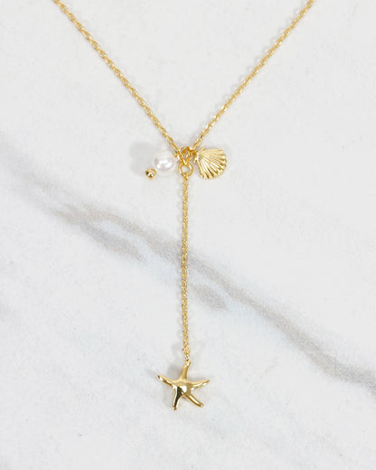 Seashells Drop Necklace in Gold