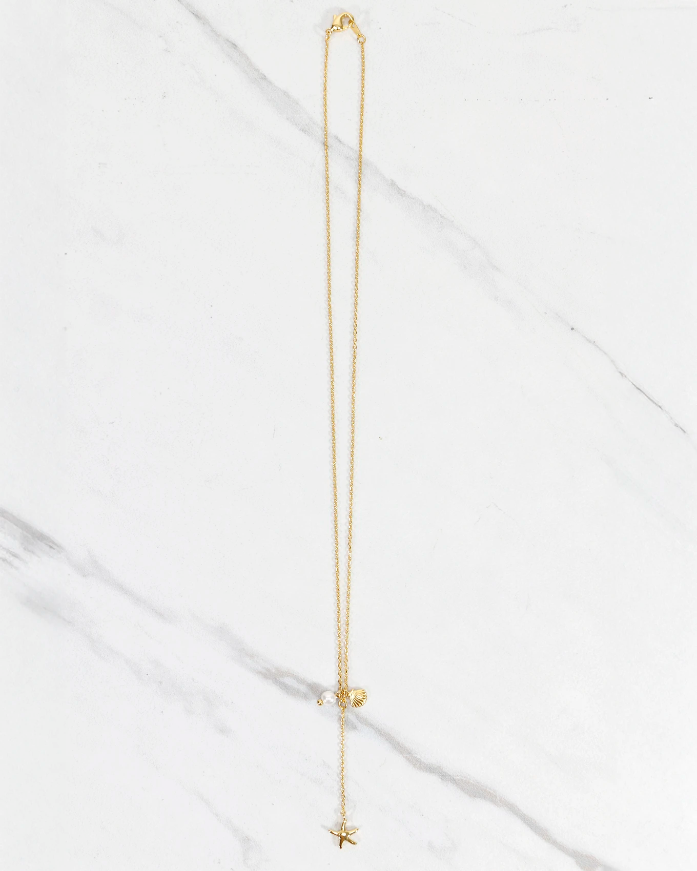Seashells Drop Necklace in Gold
