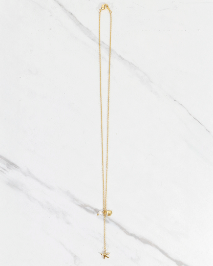 Seashells Drop Necklace in Gold