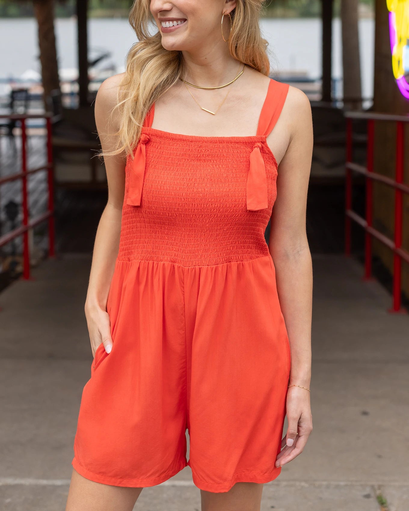 Shorts Smocked Poppy Romper Poppy / L