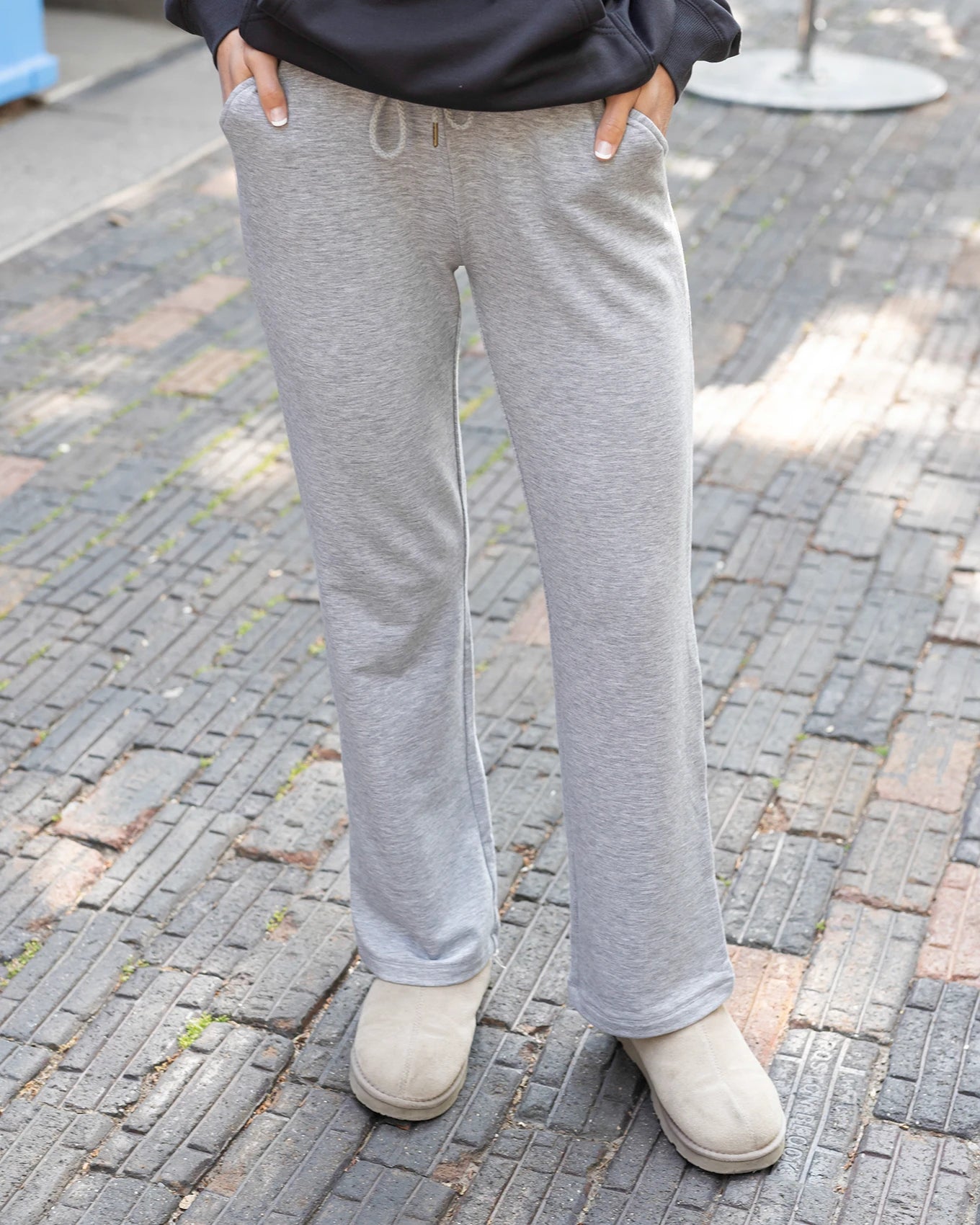 Signature Soft Mid Heathered Grey Straight Leg Sweatpants Grace and Lace