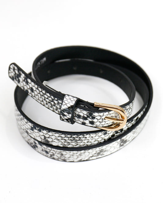 Skinny Grey Snake Fashion Belt