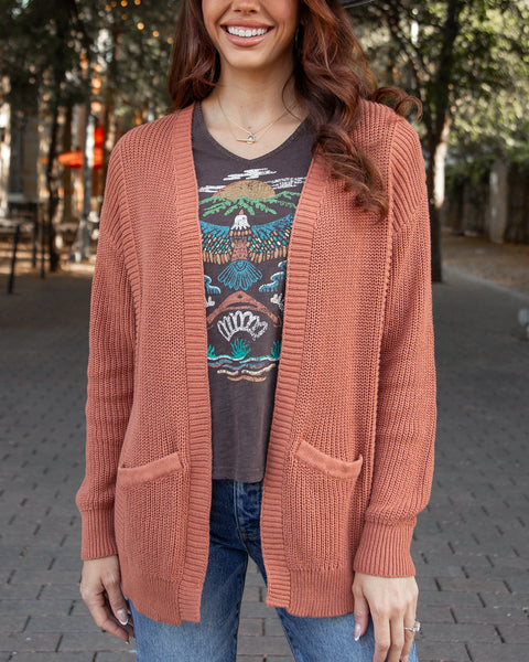 Slouchy Knit Baked Pumpkin Pocket Cardigan - Grace and Lace