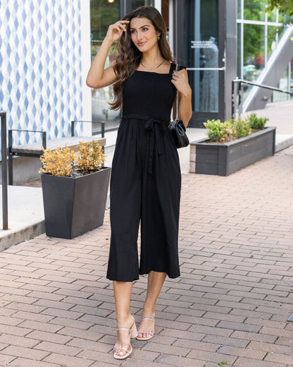 Smocked Jumpsuit in Black
