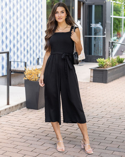 Smocked Jumpsuit in Black