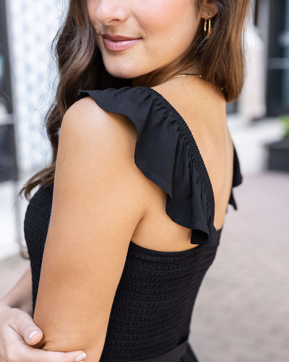 Smocked Jumpsuit in Black