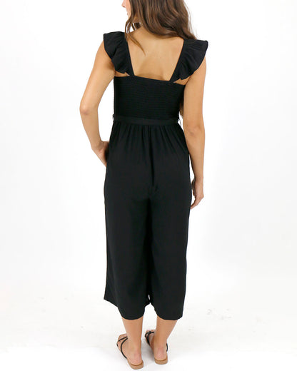 Smocked Jumpsuit in Black