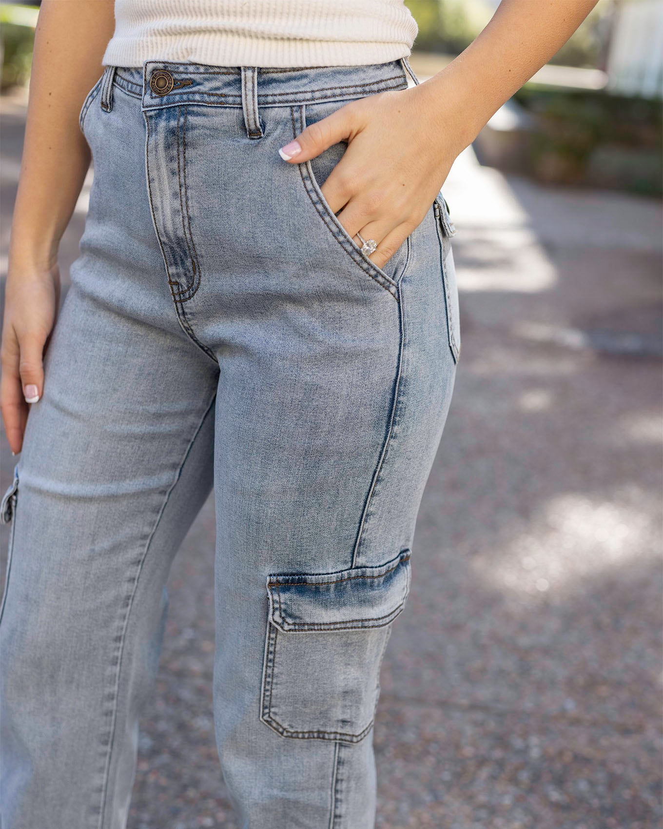 detail view of cargo jeans