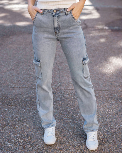 front view of cargo jeans