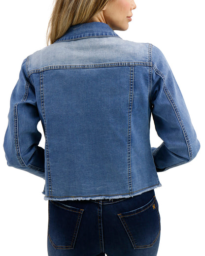 Back stock shot of Mid Wash Soft Wash Denim Jacket