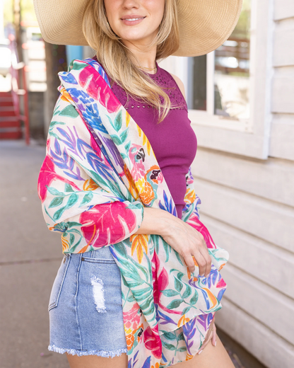 Spring Floral Scarf in Tropical Floral